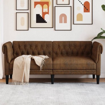 vidaXL Καναπές Διθέσιος Chesterfield Καφέ Υφασμάτινος 182,5x74,5x74,5cm 1 τεμ.