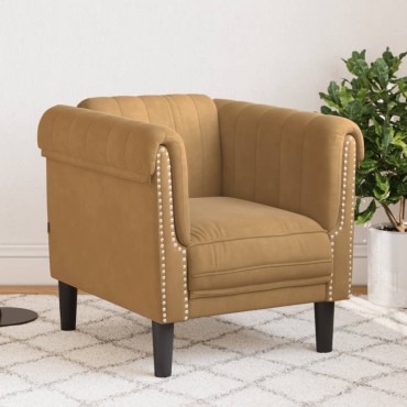 vidaXL Πολυθρόνα Καφέ από Συνθετικό Καστόρι 80x77x74cm 1 τεμ. Γωνιακός
