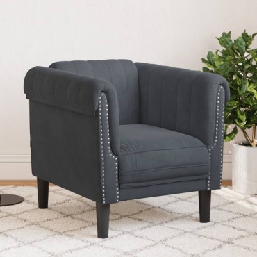 vidaXL Πολυθρόνα Σκούρο Γκρι Βελούδινη 80x77x74cm 1 τεμ. Γωνιακός