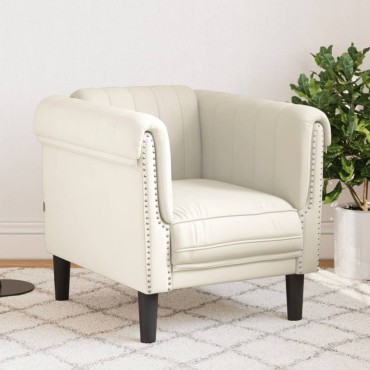 vidaXL Πολυθρόνα Κρεμ Βελούδινη 80x77x74cm 1 τεμ. Γωνιακός