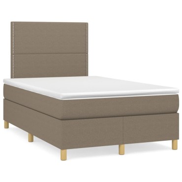 vidaXL Κρεβάτι Boxspring με Στρώμα & LED Taupe 120x190 εκ. Υφασμάτινο