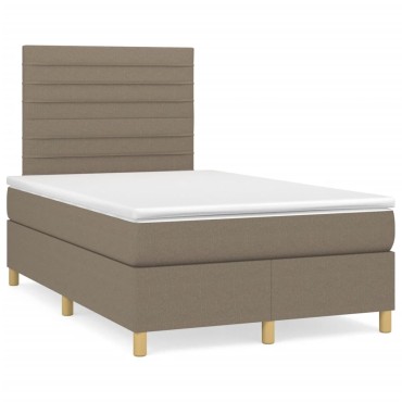vidaXL Κρεβάτι Boxspring με Στρώμα & LED Taupe 120x190 εκ. Υφασμάτινο