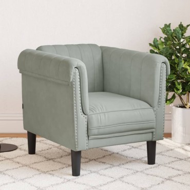 vidaXL Πολυθρόνα Ανοιχτό Γκρι Βελούδινη 80x77x74cm 1 τεμ. Γωνιακός