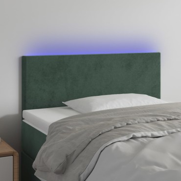 vidaXL Κεφαλάρι Κρεβατιού LED Σκούρο Πράσινο 80x5x78/88cm Βελούδινο 1 τεμ.