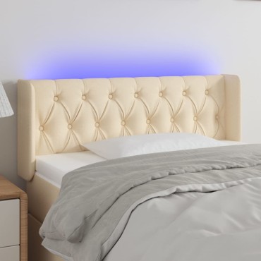 vidaXL Κεφαλάρι Κρεβατιού LED Κρεμ 103x16x78/88cm Υφασμάτινο 1 τεμ.
