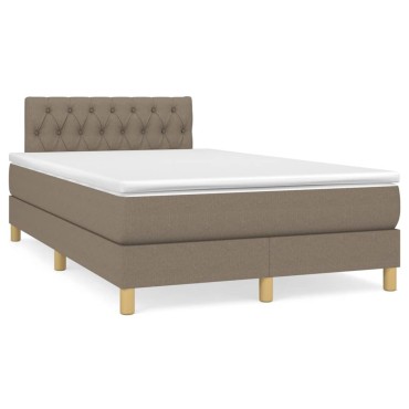 vidaXL Κρεβάτι Boxspring με Στρώμα & LED Taupe 120x190 εκ. Υφασμάτινο