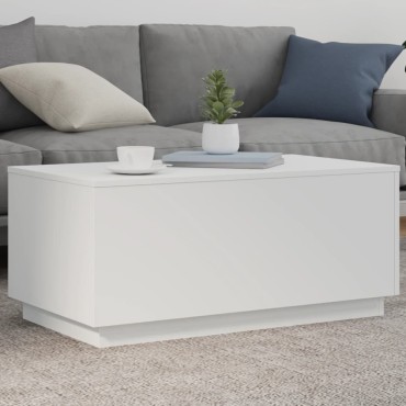 vidaXL Τραπεζάκι Σαλονιού με LED Λευκό 90x50x40cm 1 τεμ.