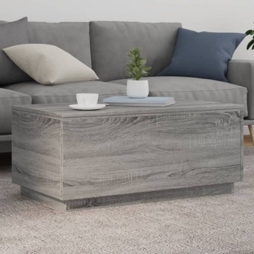 vidaXL Τραπεζάκι Σαλονιού με LED Γκρι Sonoma 90x50x40cm 1 τεμ.