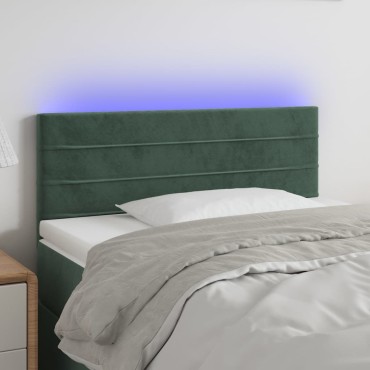 vidaXL Κεφαλάρι Κρεβατιού LED Σκούρο Πράσινο 100x5x78/88cm Βελούδινο 1 τεμ.