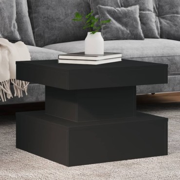 vidaXL Τραπεζάκι Σαλονιού με LED Μαύρο 50x50x40cm 1 τεμ.