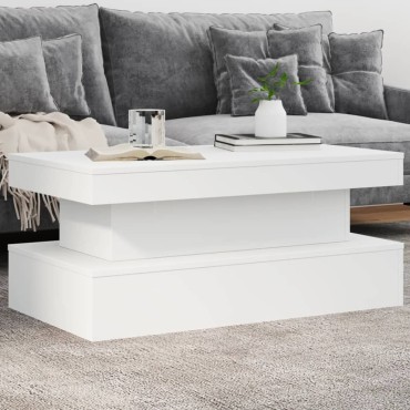vidaXL Τραπεζάκι Σαλονιού με LED Λευκό 90x50x40cm 1 τεμ.