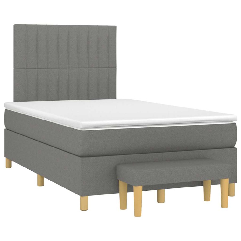 vidaXL Κρεβάτι Boxspring με Στρώμα Σκούρο Γκρι 120x190 εκ Υφασμάτινο