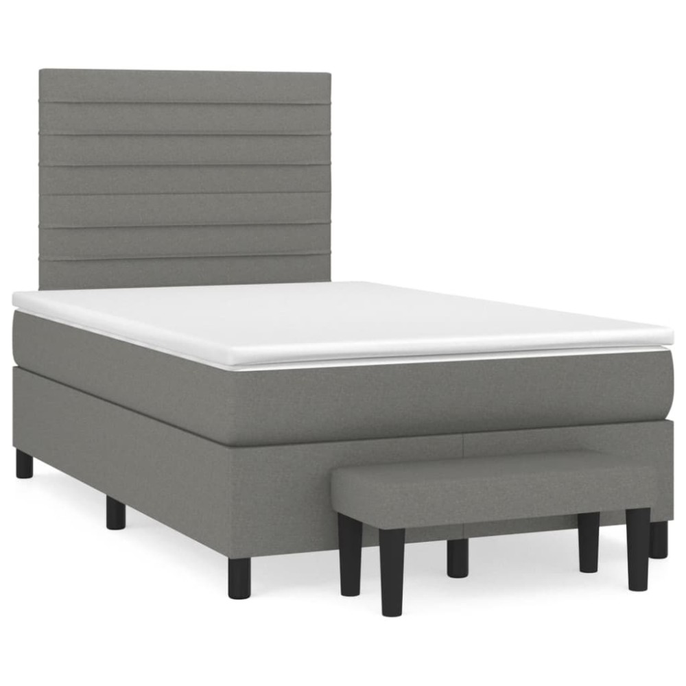 vidaXL Κρεβάτι Boxspring με Στρώμα Σκούρο Γκρι 120x190 εκ Υφασμάτινο
