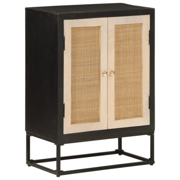vidaXL Ντουλάπι Μαύρο 55x30x76cm από Μασίφ Ξύλο Μάνγκο και Σίδηρο 1 τεμ.