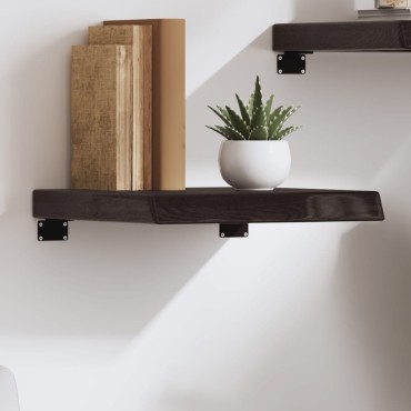 vidaXL Ράφι Τοίχου Σκούρο Καφέ 40x40x(2-6)cm Επεξ. Μασίφ Ξύλο Δρυός 1 τεμ.