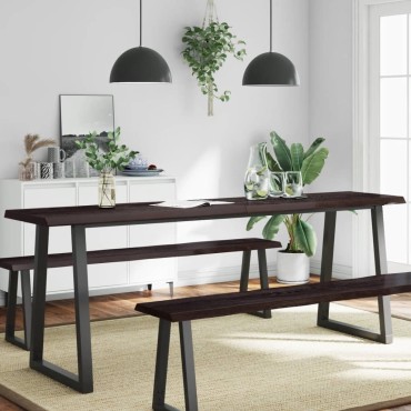 vidaXL Επιφ Τραπεζιού Αν Καφέ 220x40x(2-6)cm Ακατέργ. Μασίφ Ξύλο Δρυός 1 τεμ.