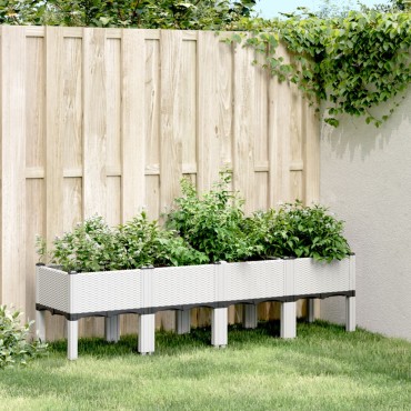 vidaXL Ζαρντινιέρα Κήπου με Πόδια Λευκή 160x40x42 εκ. Πολυπροπυλένιο
