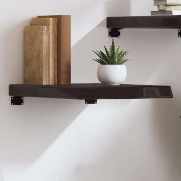 vidaXL Ράφι Τοίχου Σκούρο Καφέ 40x60x(2-6)cm Επεξ. Μασίφ Ξύλο Δρυός 1 τεμ.