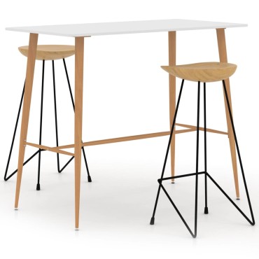 vidaXL Σετ Επίπλων Μπαρ 3 τεμ. Λευκό 120x60x105cm