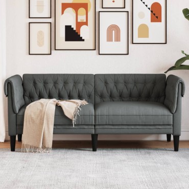 vidaXL Καναπές Διθέσιος Chesterfield Σκούρο Γκρι Υφασμάτινος 182,5x74,5x74,5cm 1 τεμ.