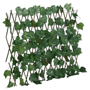 vidaXL Καφασωτό Επεκτ. Πράσινο 190x60cm Τεχνητά Αμπελόφυλλα