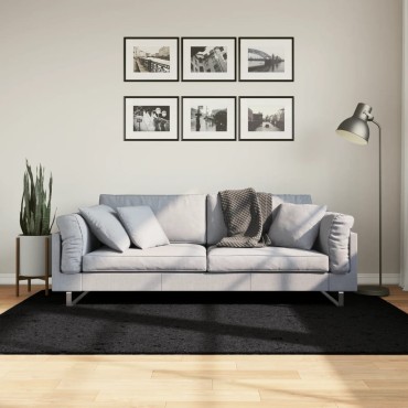 vidaXL Χαλί Shaggy PAMPLONA με Ψηλό Πέλος Μοντέρνο Μαύρο 140x200cm
