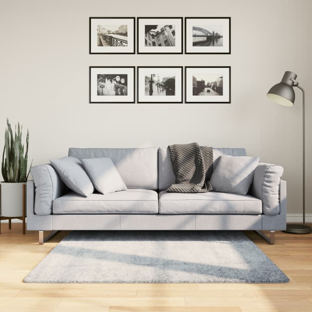vidaXL Χαλί Shaggy PAMPLONA με Ψηλό Πέλος Μοντέρνο Μπλε 120x120cm