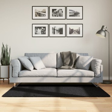 vidaXL Χαλί Shaggy PAMPLONA με Ψηλό Πέλος Μοντέρνο Μαύρο 80x150cm