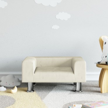 vidaXL Καναπές Παιδικός κρεμ 50x40x26,5cm από Βελούδο 1 τεμ.