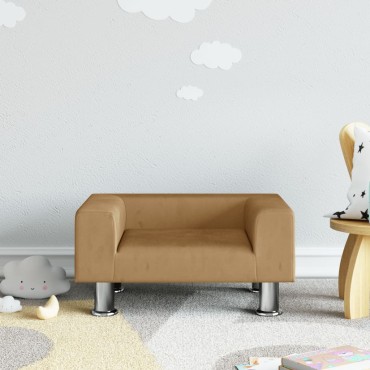 vidaXL Καναπές Παιδικός Καφέ 50x40x26,5cm από Βελούδο 1 τεμ.