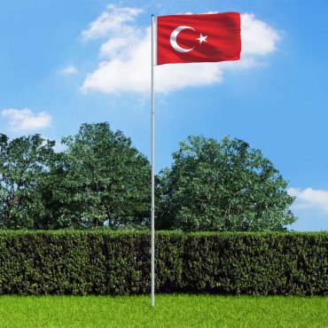 vidaXL Σημαία Τουρκίας 6 μ. με Ιστό Αλουμινίου