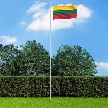 vidaXL Σημαία Λιθουανίας 4 μ. με Ιστό Αλουμινίου