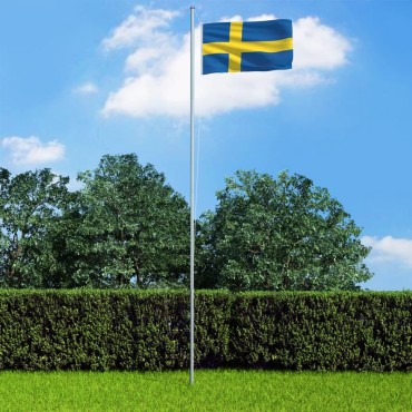 vidaXL Σημαία Σουηδίας 4 μ. με Ιστό Αλουμινίου