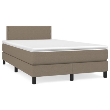 vidaXL Κρεβάτι Boxspring με Στρώμα & LED Taupe 120x190 εκ. Υφασμάτινο