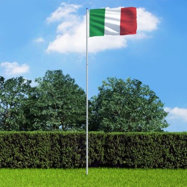 vidaXL Σημαία Ιταλίας 6 μ. με Ιστό Αλουμινίου