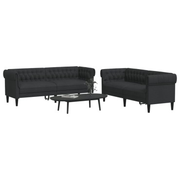 vidaXL Καναπέδες Σετ 2 τεμ. Μαύροι Υφασμάτινοι 182,5x74,5x74,5cm  Διθέσιος Τριθέσιος