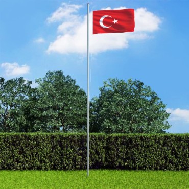 vidaXL Σημαία Τουρκίας 4 μ. με Ιστό Αλουμινίου