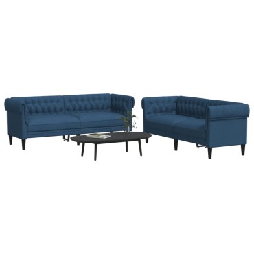 vidaXL Σετ Σαλονιού 2 τεμ. Μπλε Υφασμάτινο 182,5x74,5x74,5cm  Διθέσιος Τριθέσιος