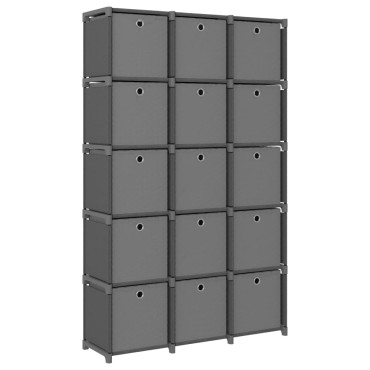 vidaXL Ραφιέρα με 15 Κύβους & Κουτιά Γκρι 103x30x175,5cm Υφασμάτινη 1 τεμ.