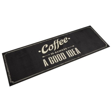 vidaXL Χαλί Κουζίνας Πλενόμενο Επιγραφή Coffee 60x180 εκ. Βελούδο