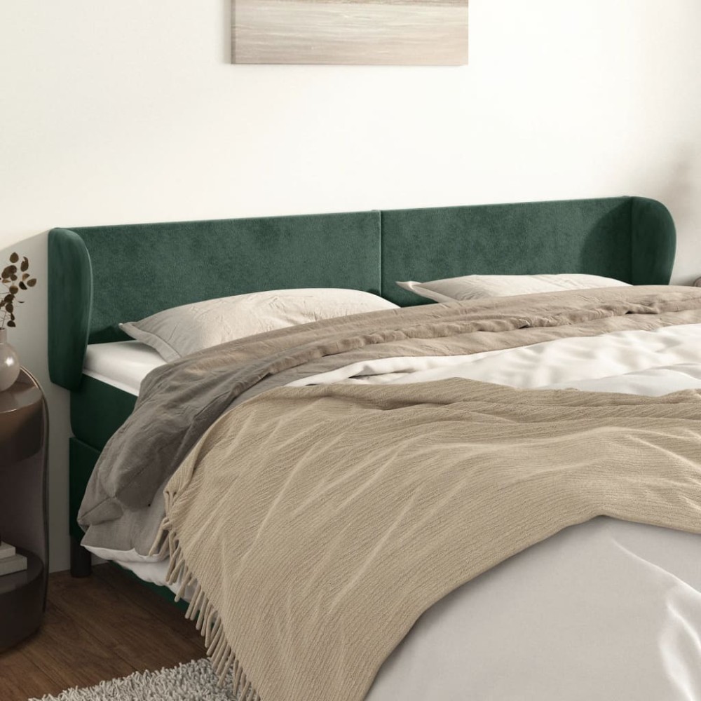 vidaXL Κεφαλάρι με Πτερύγια Σκούρο Πράσινο 183x23x78/88cm Βελούδινο 1 τεμ.