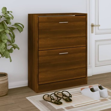 vidaXL Παπουτσοθήκη Καφέ Δρυς 63x24x81cm από Επεξεργασμένο Ξύλο