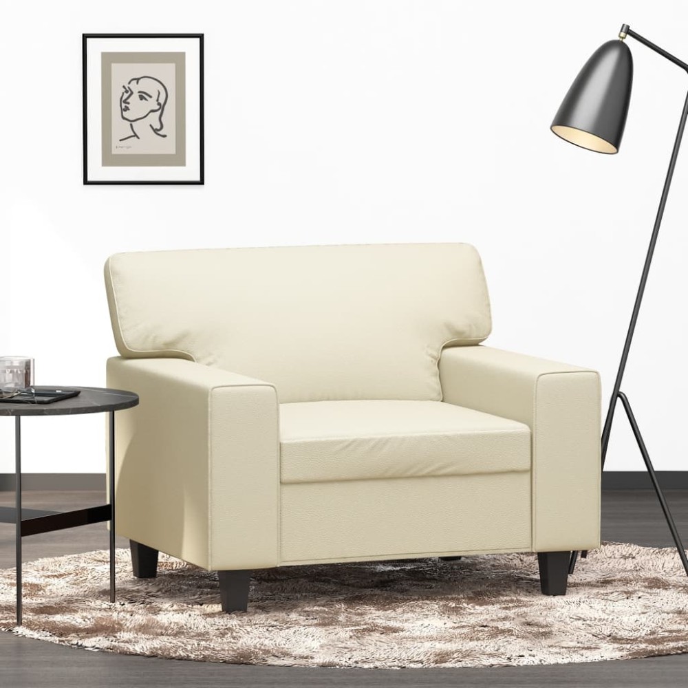 vidaXL Πολυθρόνα Κρεμ Συνθετικό δέρμα 94x77x80cm 1 τεμ. Γωνιακός