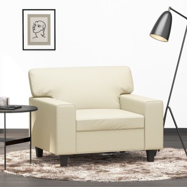 vidaXL Πολυθρόνα Κρεμ Συνθετικό δέρμα 94x77x80cm 1 τεμ. Γωνιακός