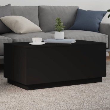 vidaXL Τραπεζάκι Σαλονιού με LED Μαύρο 90x50x40cm 1 τεμ.