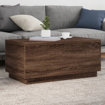 vidaXL Τραπεζάκι Σαλονιού με LED Καφέ Δρυς 90x50x40cm 1 τεμ.