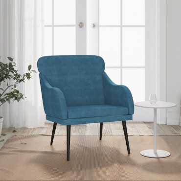vidaXL Πολυθρόνα Μπλε 63x76x 80cm Βελούδινη 1 τεμ.