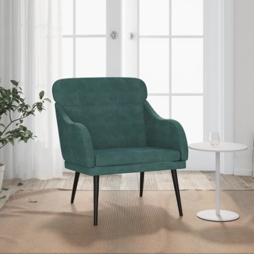 vidaXL Πολυθρόνα Σκούρο Πράσινο 63x76x80cm Βελούδινη 1 τεμ.