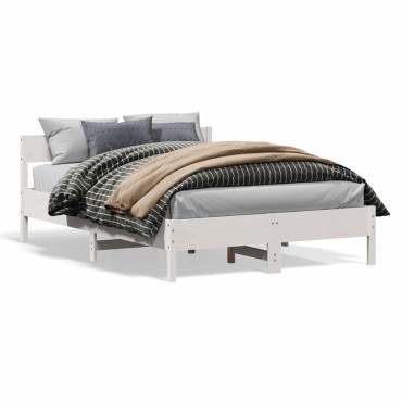 vidaXL Σκελετός Κρεβ. Χωρίς Στρώμα Λευκό 140x190cm Μασίφ Πεύκο 1 τεμ. - Διπλό