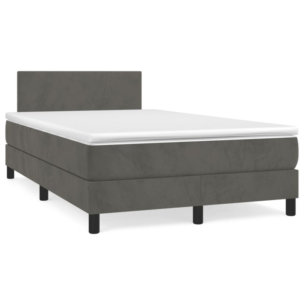 vidaXL Κρεβάτι Boxspring με Στρώμα Σκούρο Γκρι 120x190 εκ. Βελούδινο